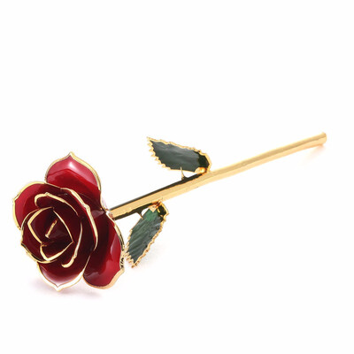 

DAYA ROSEMothers Day Gifts for Her & Women Long Stem Trimmed 24K Gold Dipped Real Rose Red 11 Inches Set of 1 WeddingValentines