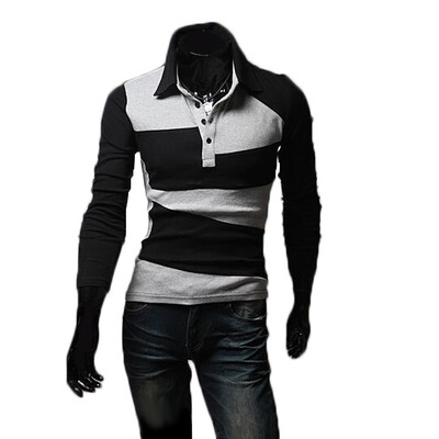 

Zogaa Men's Polo Shirt Contrast Color Fashion Slim Korean
