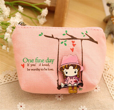 

coin purse cloth art packaging bag canvas mini cartoon girl wallet purse
