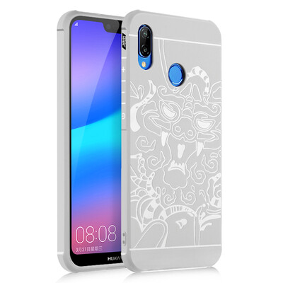 

Goowiiz Phone Case For Huawei P20 LiteNova 3e Carved Dragon Thin Matte soft Silicone Prevent falling