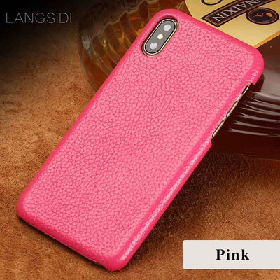 

Genuine Leather Phone Case For iPhone X Case Litchi Texture Back Cover For 6 6S 7 8 Plus Case