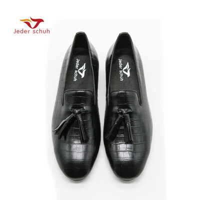 

men loafers Handmade Crocodile embossed Genuine Leather Mens shoes party&wedding males Causal Flats