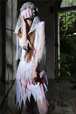 

Halloween scary bloody doctor Bloody nurse ghost bride cos ghost ball prom dress ghost nurse WDN4
