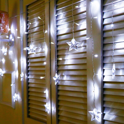

JULELYS Star LED Curtain Light Christmas Garland Window LED Lights Decoration For Wedding Holiday Party Home Room Festoon Decor