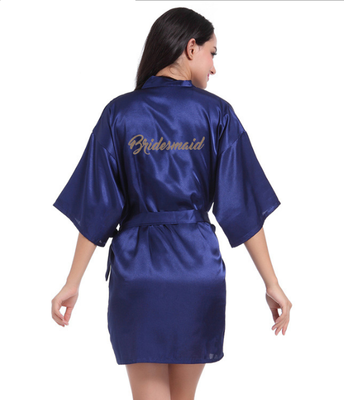 

Short Robe Bride Bridesmaid Silk Satin Kimono dressing Gown Sleepwear Bathrobe