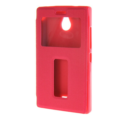 

MOONCASE Side Flip Hard board Slim Leather Bracket Window чехол для Cover Nokia Lumia X2 X+ X2DS ярко розовый