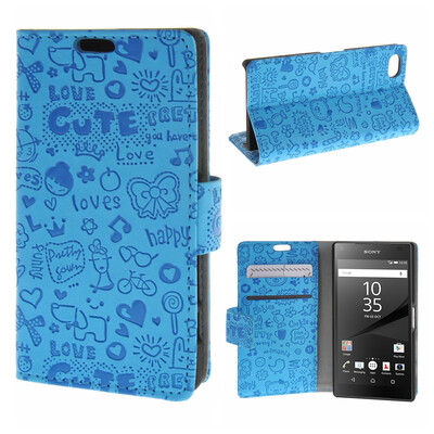 

MOONCASE Sony Xperia Z5 Compact ( Z5 Mini ) ЧЕХОЛ ДЛЯ Leather Flip Wallet Card Slot Bracket Back Blue