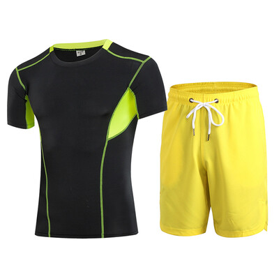 

Quickly Dry2 Pcs Sports Suit For Men Compression Fitness Tights TracksuitT-Shirt