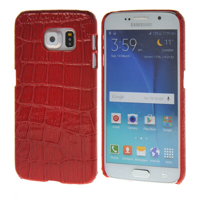 

MOONCASE Crocodile Skin Style Hard Rubberized Rubber Coating Devise Back Case Cover for Samsung Galaxy S6 Red