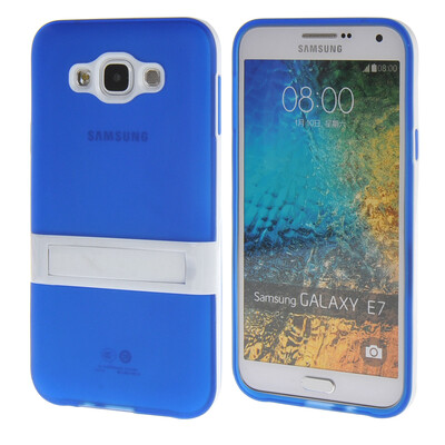 

MOONCASE Galsxy E7 Case Jelly color Silicone Gel TPU Skin Slim With Stand Back Case Cover for Samsung Galsxy E7 Blue