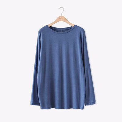 

2018 autumn new Korean t-shirts women round neck oversize cotton loose solid color basic tops long-sleeved t-shirt