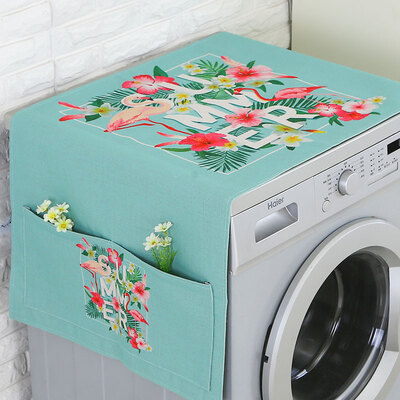 

Yuanyuan flowers Nordic flamingo single door refrigerator cover cloth dust cover cotton&linen refrigerator cover towel washing machine cover towel 55140cm