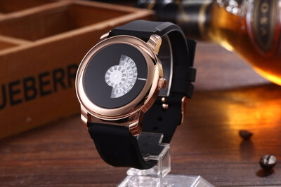 

New Arrive Men Gifts Brief Design Black Rubber Strap Creative Turntable&Unique Design for Young Fashion Quartz Wrist Watches