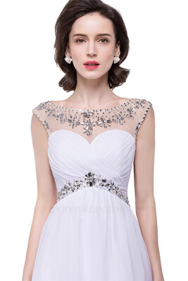 

Short Mini Homecoming Prom Party Dresses Sheer Neck Pleated Chiffon Red Graduation Dress