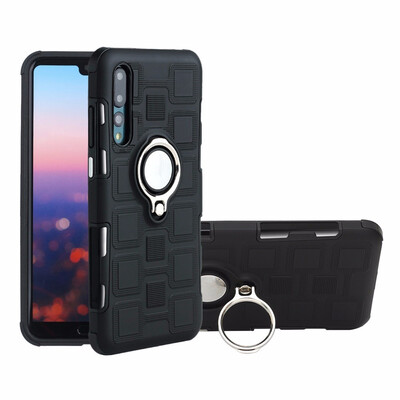 

SHS Phone Case For Huawei P20P20 ProP20 LiteNove 3E Luxury Armor Ring Bracket Silicon TPU Lattice texture Protection