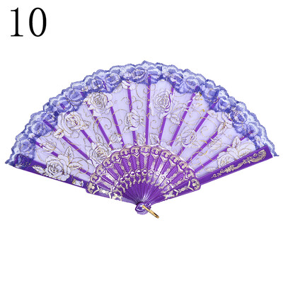 

Chinese Style Dance Party Wedding Lace Folding Hand Held Flower Fan