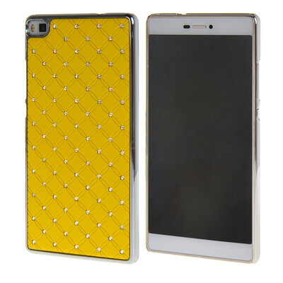 

MOONCASE Huawei P8 Case Hard Luxury Chrome Rhinestone Bling Star Back Case Cover for Huawei Ascend P8 Yellow