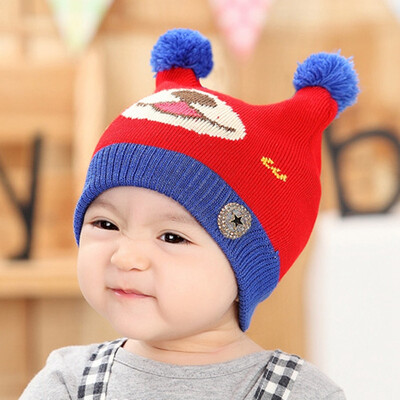 

Buebos Ninos2015 New Autumn Winter Warm Knit Baby Hat Soft Cotton Crochet Infant Beanie Cap Bear Patten Hat for Infant Newborn Children Toddler Christmas Gift