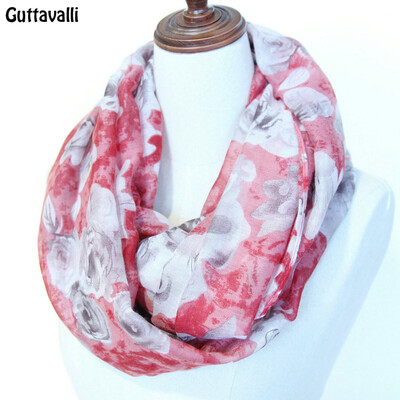 

Guttavalli Women Rose Flowers Print Кольцо шаль Vintage Мягкая петля Шарф Зимняя цветочная Chevron Charm Stripes Infinity Scarves
