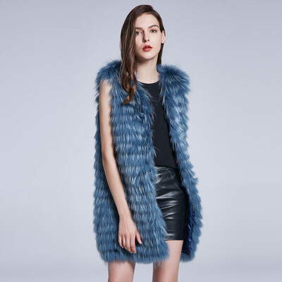 

Real fur coat natural fox fur coat female winter warm jacket fashion stitching design sleeveless vest 2018 new discount