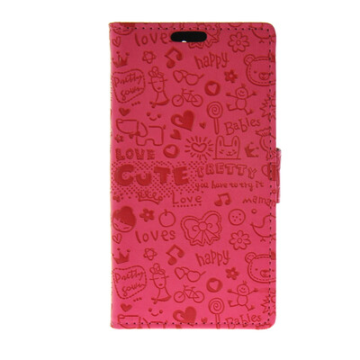 

MOONCASE Cute Little Witch Leather Side Flip Wallet Card Holder Stand Pouch ЧЕХОЛ ДЛЯ Huawei Honour 4C Hot pink