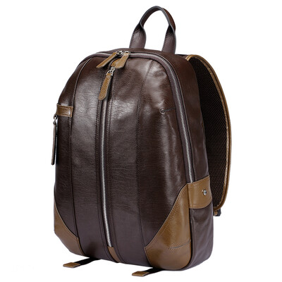 

Pabojoe mens fashion casual leather backpack coffee color