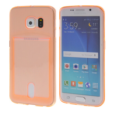 

MOONCASE чехол для Samsung Galaxy S6 Edge Flexible Soft Gel TPU Silicone Skin Slim Durable With Card Slot Cover Orange