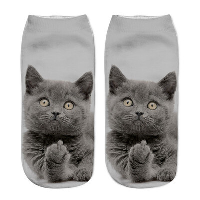 

1 Pair Funny Unisex Short 3D Cat Printed Anklet Casual Socks