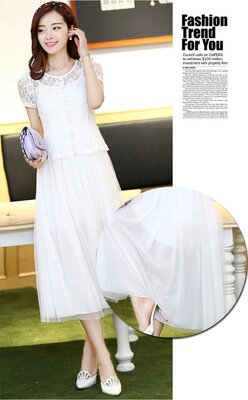 

New Womens Sexy Elegant Style Lace Tops Long Dress Ladies Party Evening Dress