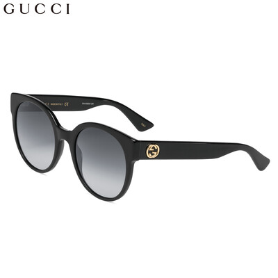 

GUCCI Gucci eyewear sunglasses womens fashion round frame sunglasses GG0035S-001 black frame gradient gray lens 54mm
