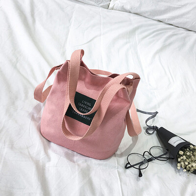 

Casual Womens Letter Bucket Canvas Bag Shoulder Handbags