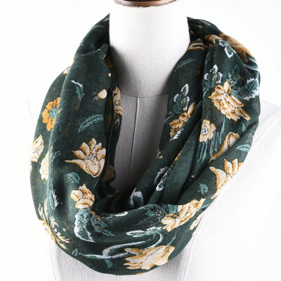 

Guttavalli Women Fashion Flowers Viscose Ring Scarf Soft Summer Chevron Loop Shawl Romantic Stripes Geometric Floral Infinity Scar