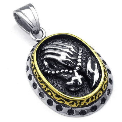 

Hpolw Mens Stainless Steel jewelry pendants Skull Claw Cross Pendant NecklaceBlack Gold Silver18-26 inch Chain