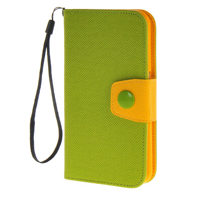 

MOONCASE Samsung Galaxy S6 Case Wrist Strap Two Tone Leather Flip Wallet Card Slot Bracket Back Case Cover Green Yellow
