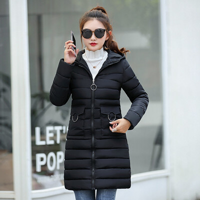 

2018 New Arrival Winter Cotton Long Fashion Jacket Female Slim Down Cotton Coat