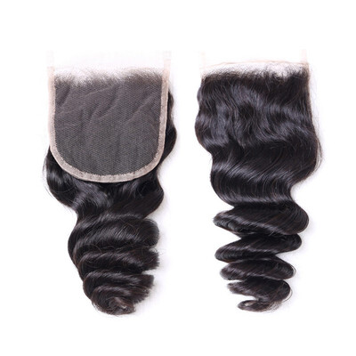 

Brazilian Loose Wave Virgin Hair Lace Closure Size 4x4 FreeMiddle3 Part Brazilian Wavy Curly Human Hair Closures Natural Color