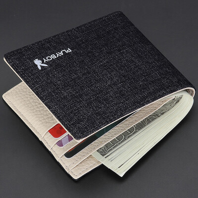 

Playboy playboy wallet mens short section youth mens wallet student canvas wallet tide Korean version of the youth ticket holder creative wallet thin PAA7523