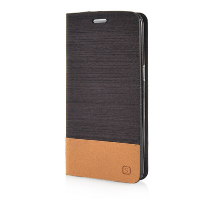 

MOONCASE Canvas Design Leather Side Flip Pouch Stand Shell Back Case Cover for Samsung Galaxy Grand Prime G5308W Coffee