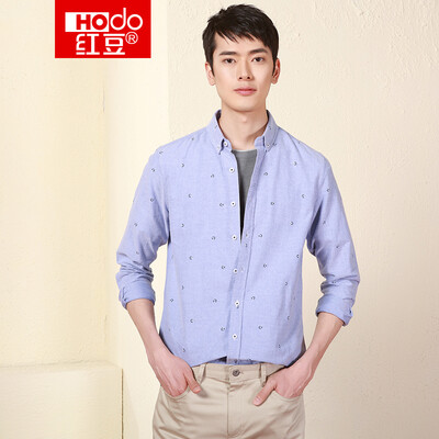 

Red Bean Hodo Mens Long Sleeve Shirt Mens Buckle Collar Oxford Textile Fabric Fashion Casual Long Sleeve Shirt S5 Gray 17592A