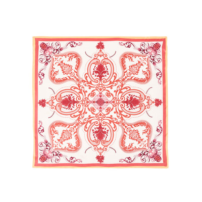

Silk Shawl Scarf 100 authentic Brand New Gift Box Flower Print Women Auth Rare Big Square 8888CM Blue Orange Pink 025