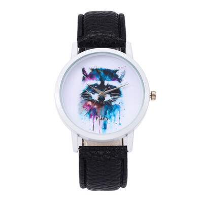 

Zhoulianfa Brand Women Quartz Watch Fashion Raccoon Print Leather Band Analog Wristwatch Ladies Casual Dress Watches relogio