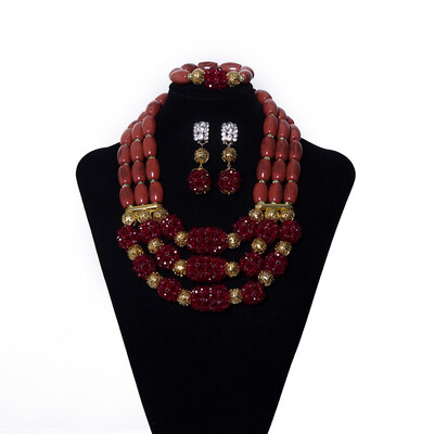 

Dark Blue Imitation Coral African Women Jewelry Set Nigerian Wedding Beads African Crystal Beads Jewelry Bridal Costume Necklace