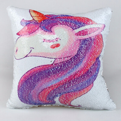 

Cntomlv Reversible Sequins Unicorn Cushion Cover 4040 Decorative Mermaid Pillows For Sofa Home Decor Drop Shipping