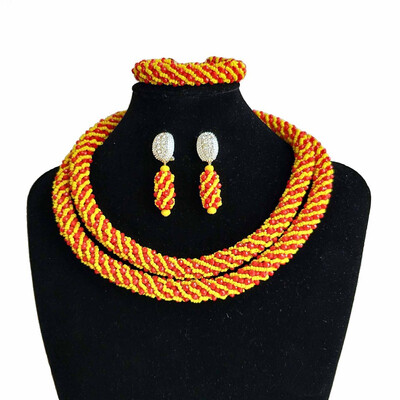 

Hot Yellow Jewelry Set for Women African Beads Jewelry Set Wedding Jewellery Set Bridal Jewelry Necklace&Earrings Bracelet