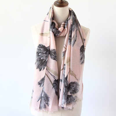

Guttavalli Women Blue Floral Long Fringes Shawl Vintage Pink Мягкий шарф из шеврона Зимние цветы Полосы Шарфы для шарфов из ВМФ