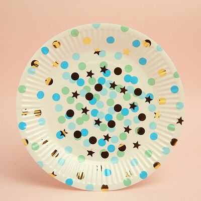 

FANLUS Value Pack Cupcake Toppers Picks- Various Themes 7 inch Party paper plate with Gold Foil 10 PCS "Stars& Sparkles Theme