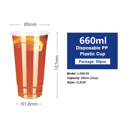 

OTOR 360460500660ml Disposable Plastic Cups with Dome & Flat Lids for Juice Tea Milk Iced Coffee Bubble Boba Smoothie 50pcs
