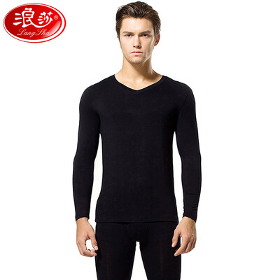 

Langsha LangSha Qiuyi Qiuku mens underwear thin section base foundation warm underwear set autumn&winter cotton sweater classic pure black