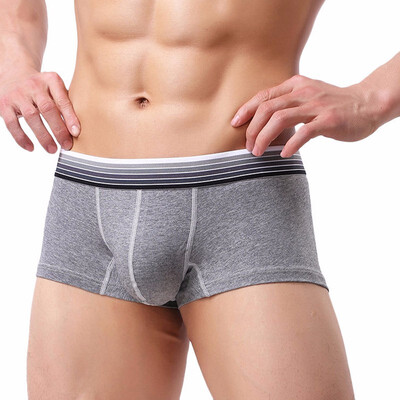 

Mens Cotton Solid Color Boxer Breathable Fashionable Soft U Convex Underwear