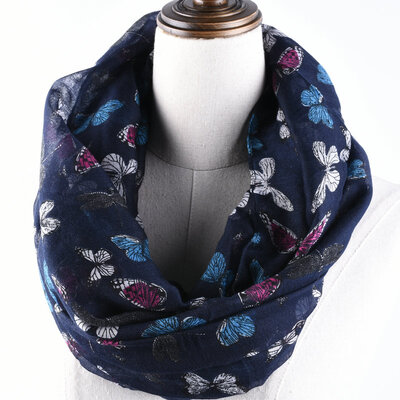 

Guttavalli Nice Women Soft Butterfly Ring Shawl Summer Chevron Printing Animals Loop Scarf Viscose Stripes Geometric Infinity Skin